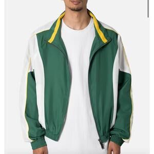 MNML Mens Moto Race Track Athletic Light Jacket Box Fit Green/ White Size Small